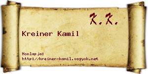 Kreiner Kamil névjegykártya